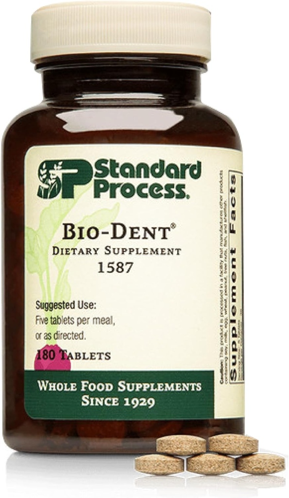 Standard Process Bio- Dent - Understøtter Bone & Muscle Health - Aids Production of Cartiage & Collagen - Understøtter energi Metabolisme - Hele foder- baseret supplement - 180 tabletter