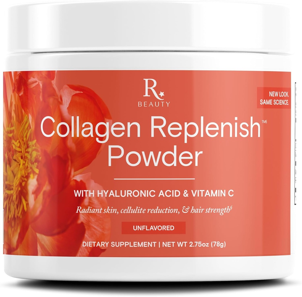 Reserveage Beauty Collagen Replenish Powder - No- Smag Collagen til strålende hud & hårvækst - blander nemt i flydende eller smoothie - 2,5 oz