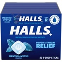 HALLS Hoste og hals Relief Mentho- Lyptus Hoste Drops, 20 sticks af 9 (180 Total Drops)
