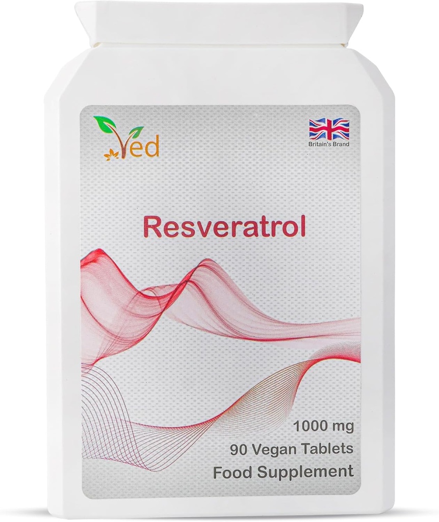 Til RESVERATROL 1000 mg 90 tabletter, Potent antioxidanter &, fremmer anti- Aging, Kardiovaskulær Support, 90 dages forsyning per flaske.