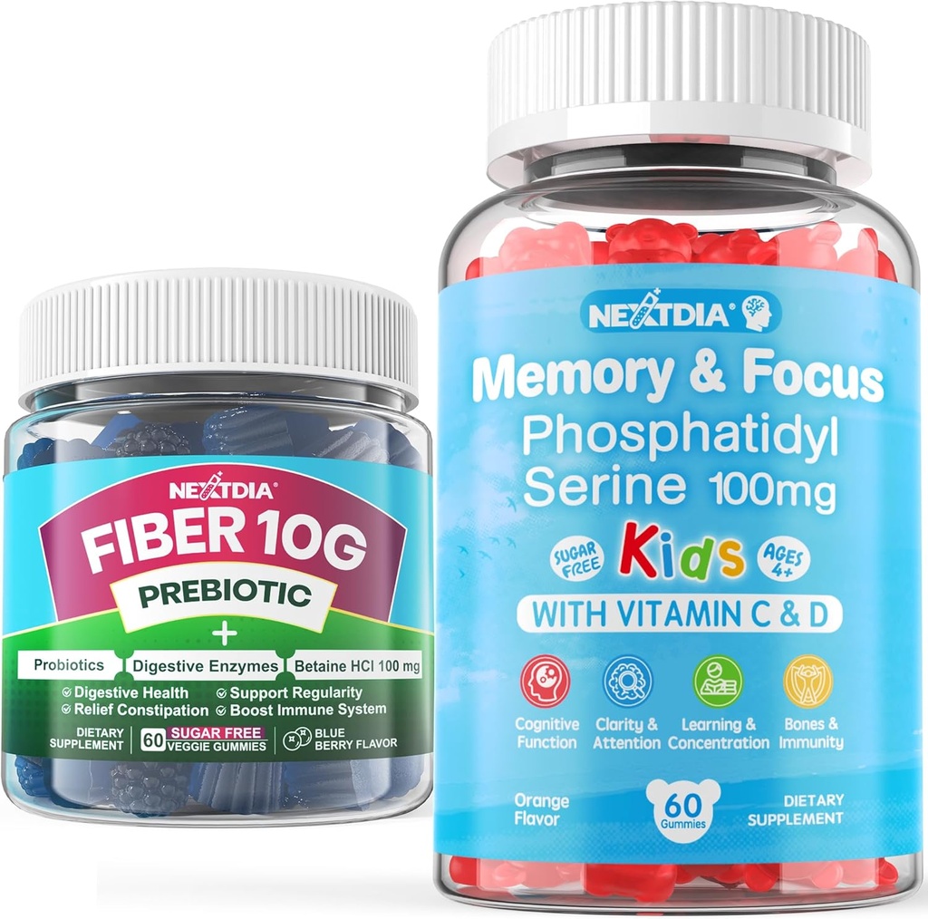 Sukkerfri Phosphatidylserine Gummies til børn + Fiber Gummies til voksne