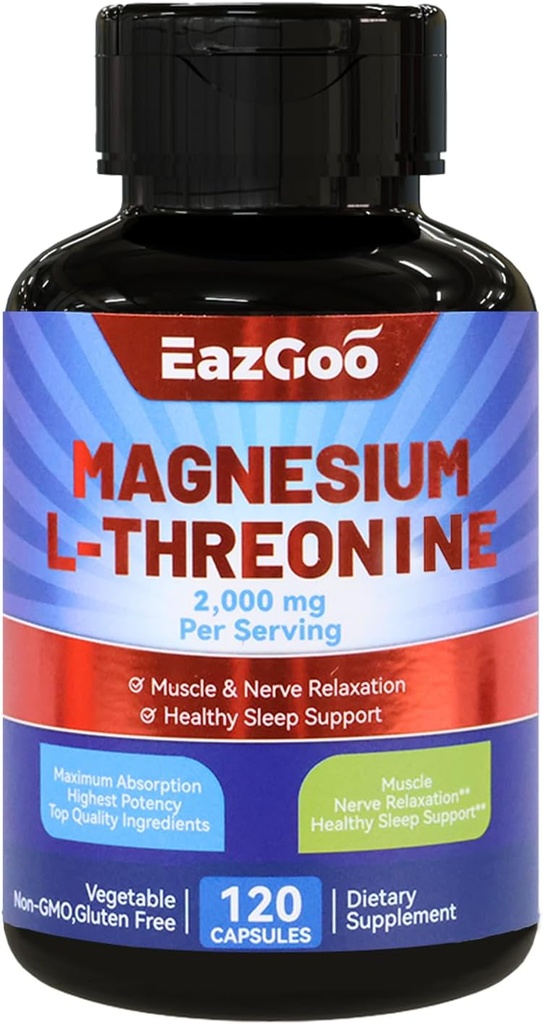 Magnesium L-Threonine Supplement, Mineral Magnesium Supplement, Magnesium L-Threonine 2000mg, 120 Capsules