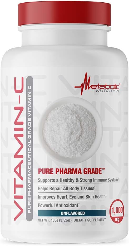 Metabolisk Nutrition Vitamin C, 1000 mg, Pure Pharma Grade, Høj Absorption Ascorbic Acid (100 g)