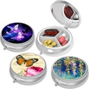 Cute Small Pill sag for lommer og punge, Elegant Pill Box gør en stor gave, 2 Segment Travel Medicine Arrangør Stores Progesteron, Capsule Pills, Ibuprofen, Vitaminer, øreringe tilbage