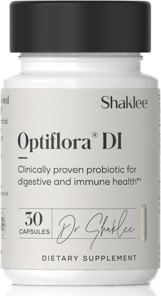 Shaklee - Optiflora ® DI Probiotisk -10 Millioner CFU 'er - 4 Bakterielle Strops - Bifidobacterium lactis HN019 ™ - Understøtter Intestinal Flora Balance & Regularitet - Gluten, Soy & Dairy Free - 30 Kapsler