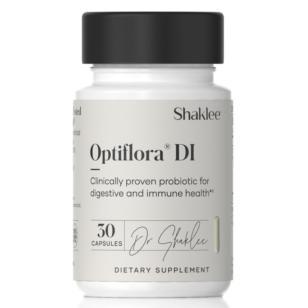 Shaklee - Optiflora ® DI Probiotisk -10 Millioner CFU 'er - 4 Bakterielle Strops - Bifidobacterium lactis HN019 ™ - Understøtter Intestinal Flora Balance & Regularitet - Gluten, Soy & Dairy Free - 30 Kapsler