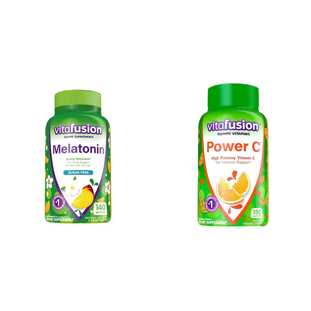 Vitafusion Melatonin 140ct Power C Vitamin C Gummies 150ct Immune Support Orange Flavor