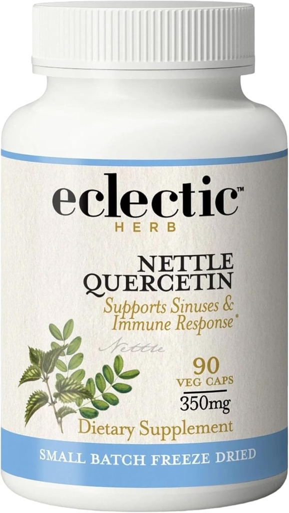 Eclectic Institute Raw Freeze- Tørret Non- GMO Nettle Leaf Beeg 124; Sund Sinus Support, Histamin Response & Respiratory Wellness Beeg 124; 90 CT