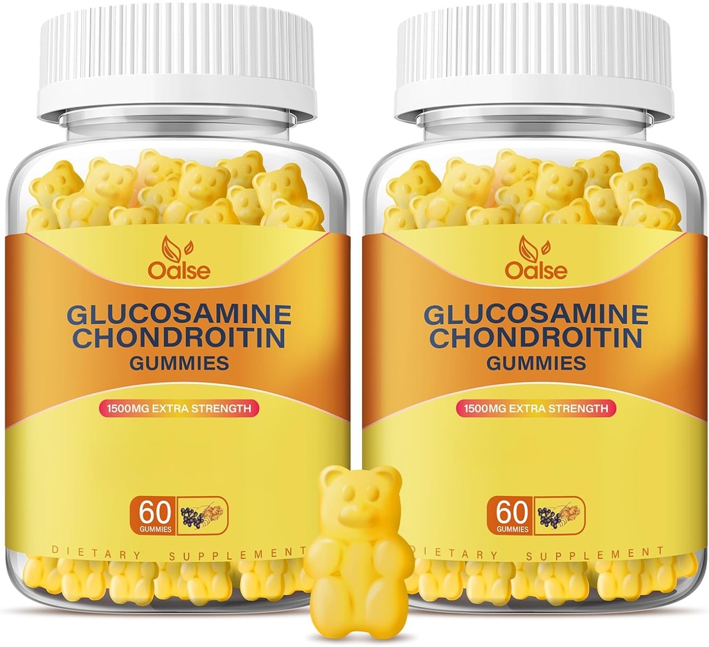 Vegansk Glucosamin Chondroitin Gummies, Support for voksne mænd og kvinder, 150 mg ekstra styrke Glucosamin med Chondroitin MSM Gurkemeje Elderberry for sundhed