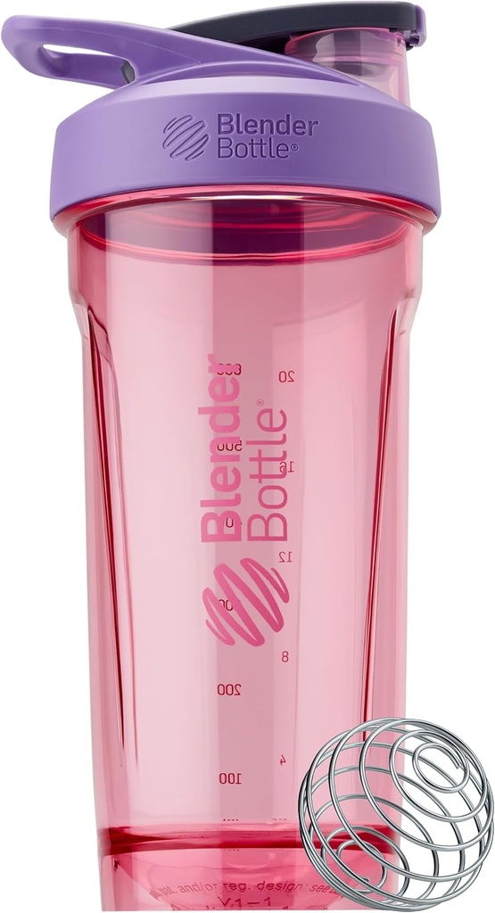 BlenderBottle Sport Shaker Flaske med Wire Whisk, 28-Ounce, Purple - Protein Shakes & Hydration for atleter & Fitness Entiaster, Easy Mixing, Holdbar & Letvægt, Lockable Lid