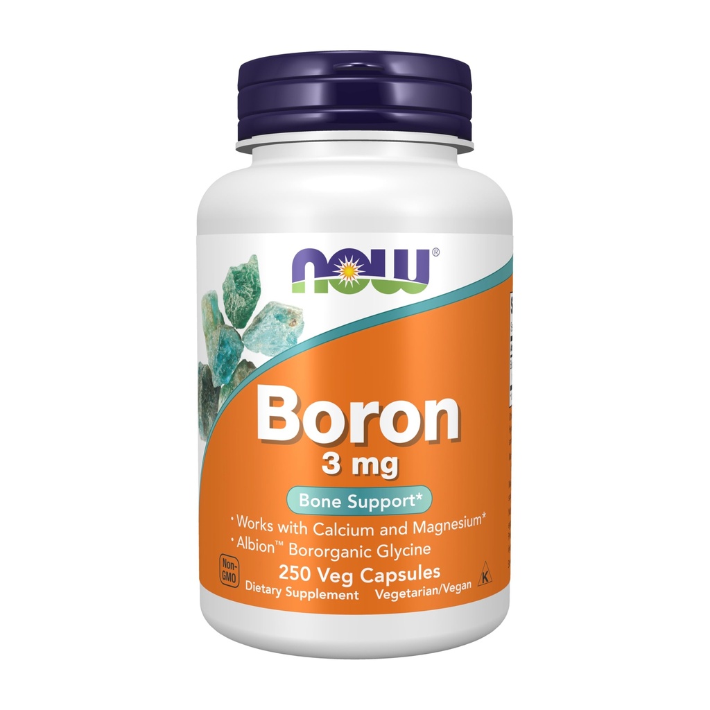 Now Supplements, Boron 3 mg (Bororganic Glycin), Structural Support *, 250 Veg Kapsler