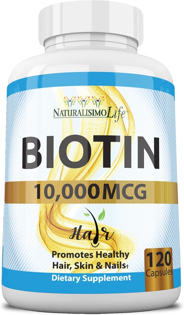 Biotin 10.000 mikrogram høj potens - naturlige hår, hud, negle & Metabolisme 120 kapsler