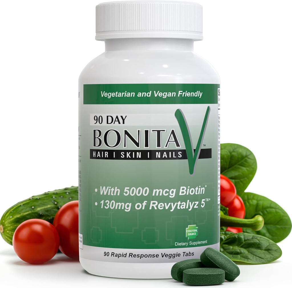 Essential Source Biotin (Biotina Vitamin) - Hårhudnegle Vitaminer for kvinder & mænd - 5000 mcg - Hårvækst Support - 90 tabletter - med Revytalyz 5, vitamin A, C, B12 - Made in USA