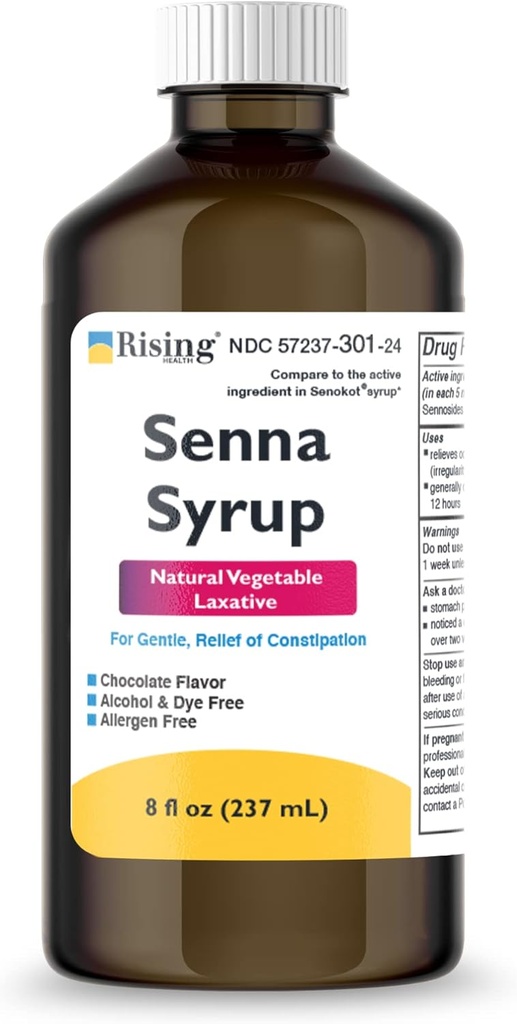Stigende sundhed Naturlig vegetabilsk Laxative - Senna Sennosides Syrup 8.8 mg / 5ml - Forstoppelse Relief - Chokolade Flavor - Sammenlignet med Senokot ® Syrup