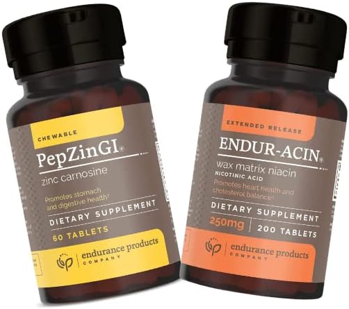 Endur Zinc - PepZinGI 75mg for Immune Function & Digestive Health Support 60 Chewable Tablets and ENDUR-ACIN 250mg Niacin - Extended Release for Optimal Absorption & Low-Flush Vitamin B-3, 200 Tablets