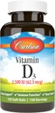 Carlson - D3- vitamin, 2500 IE (62, 5 mcg), immunforsvar, knoglerelateret sygdom, muskelsundhed, cholecalciferol, D- vitamintilskud, D3- vitamin Soft Gels, 150 Softgels