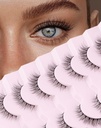 Onlyall Natural Lass Wispy Lass Natural Look False Eyelass Natural Flared Eyelass False Eye Lass Soft Fluffy Lass 7 Par D1 Natural (6- 13MM)