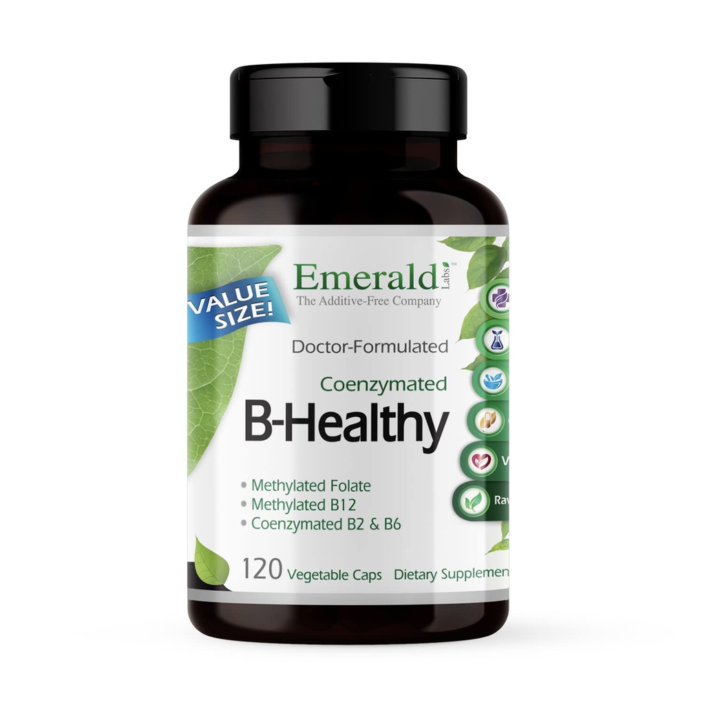 NØDSITUALSKE ETIKER B-Sund - Vegansk vitamin B-kompleks - Inkluderer methylerede folinsyre & fuld spektrum B-vitaminer - understøtter immunforsvar, hjerne og hjerte sundhed * - 120 Vegetabilske kapsler