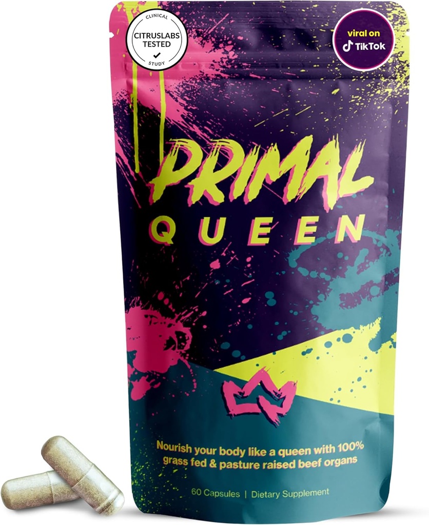 Primær dronning Female- optimeret oksekød orgel Superfood supplement (Beef lever, Nyre, hjerte, & 3 mere) - 100% Græs Fed, Pasture Raised Kvæg - Balance Hormon, Energi, & mere for kvinder