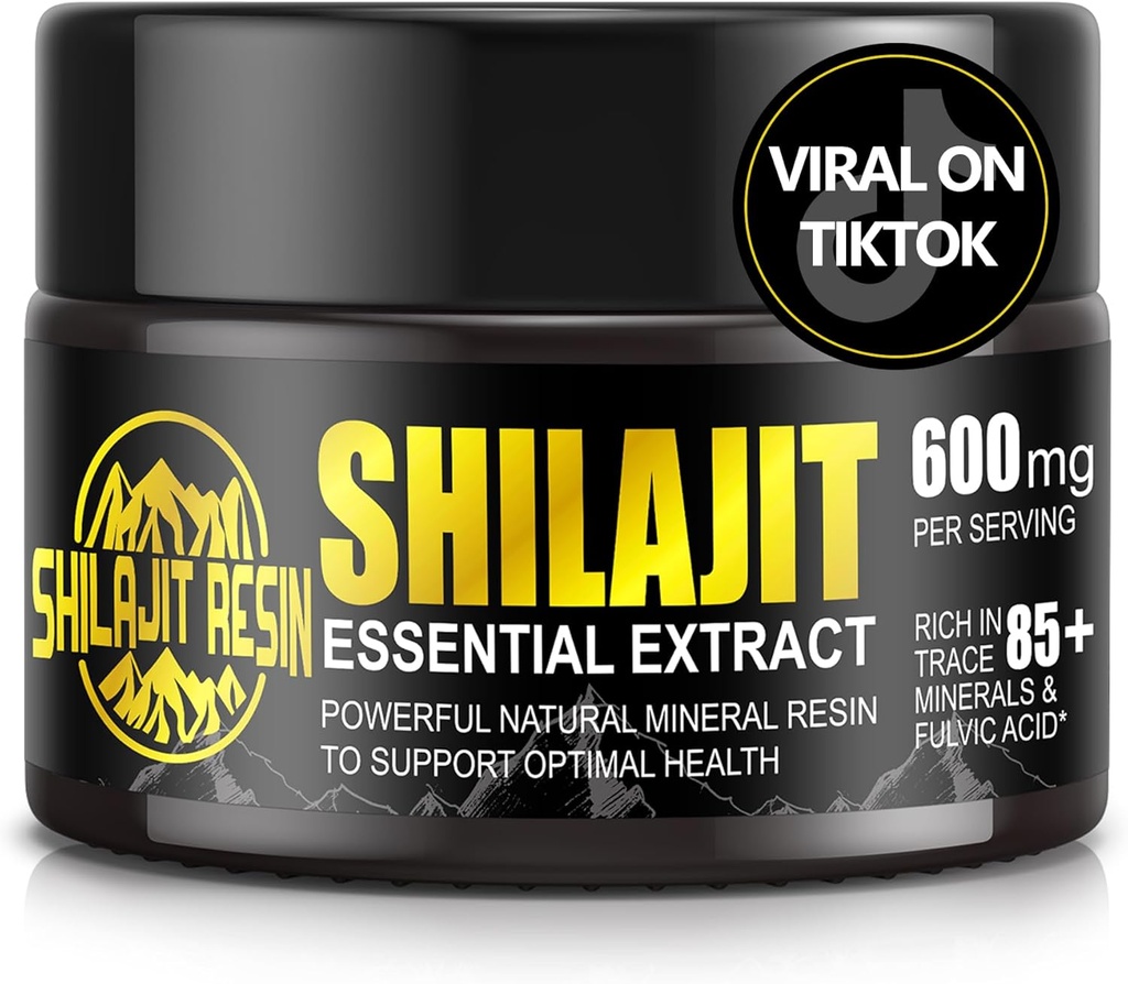 Boysea Shilajit Pure Himalayan Organic Shilajit Resin - Gold Grade 100% Shilajit Supplement - Natural Shilajit Resin med 85 + Trace Minerals & Fulvic Acid for Focus & Energy, Immunitet, 50 Bedste
