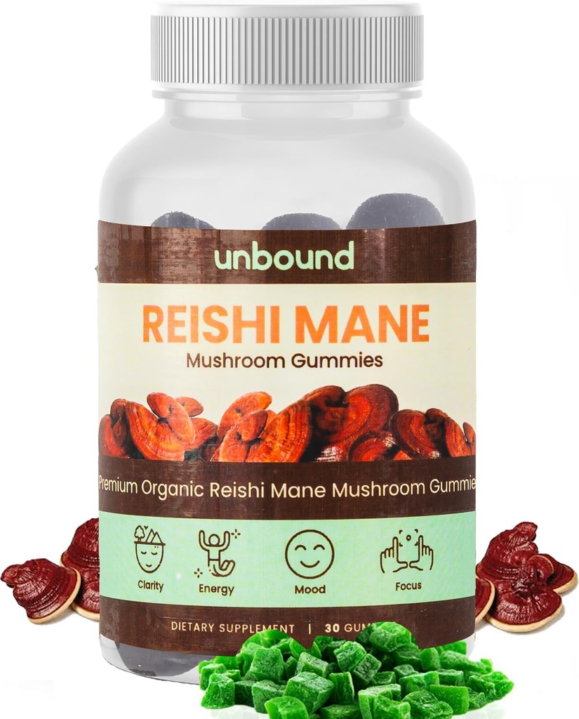 Ubundet for reishi Mushroom Gummies. Supplement for immunstøtte - 60 gummies