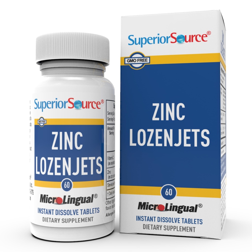 Superior Source Zink Lozenjets - immunsystem support supplement - spor Mineral supplement aids systemer & funktioner - Zink supplement til kvinder & mænd - 60 Instant Opløs tabletter