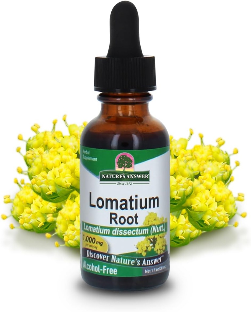 Naturens svar Lomatium Root Extract Lomatium Dissectum - Natural Herbal Supplement - Gluten Alkohol- Gratis - Ideel til immunitet Samlet sundhed Wellbeing - 500mg (1 FL Oz)