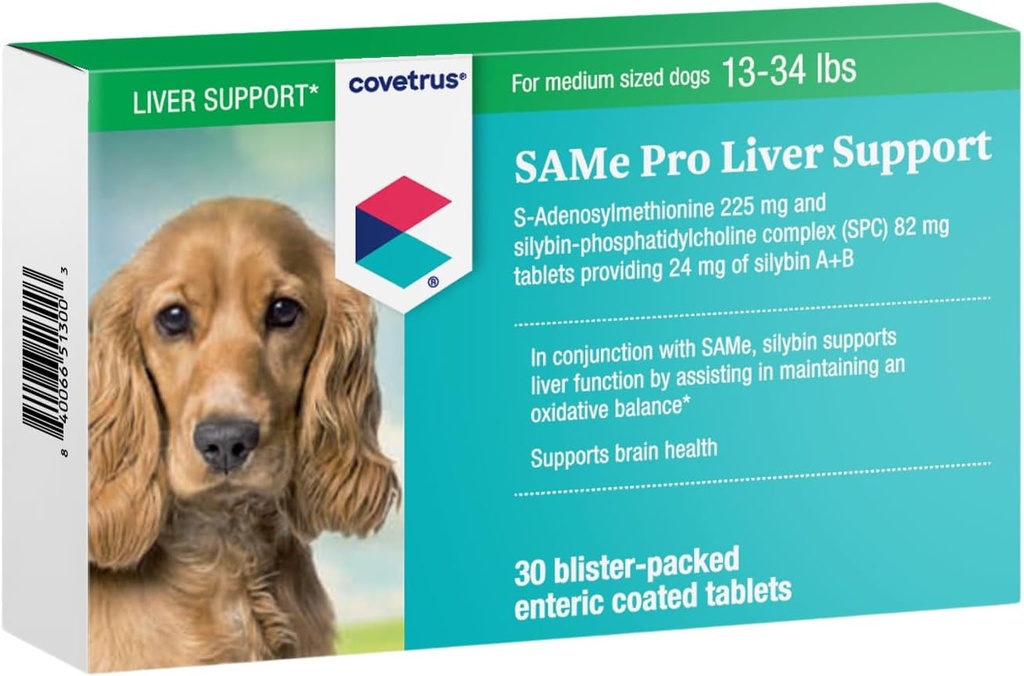 Samme Pro Leverstøtte til mellemstore hunde, 225 mg, grøn, 13- 34 lb