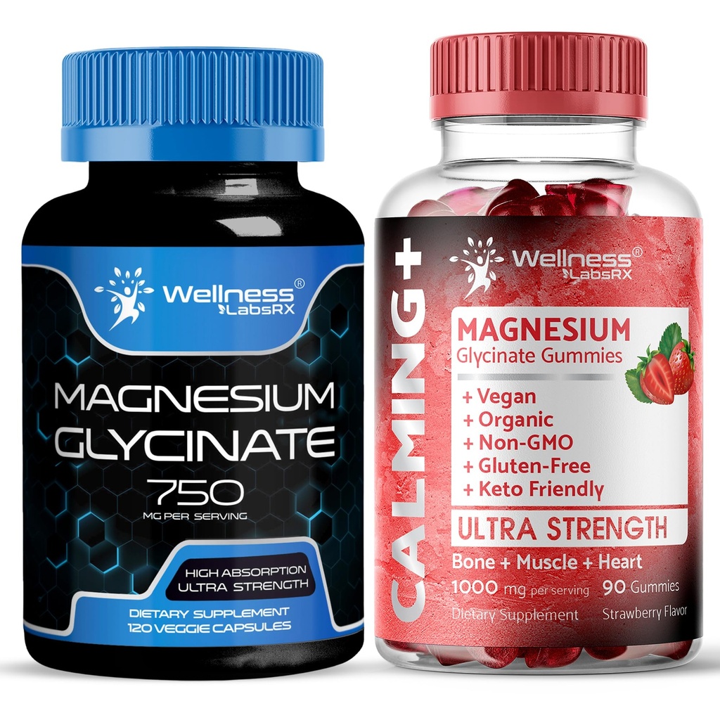 WELLENess LASSRX Magnesium Glycinat Kapsler 750mg - Magnesium Glycinat Gummies 1000mg