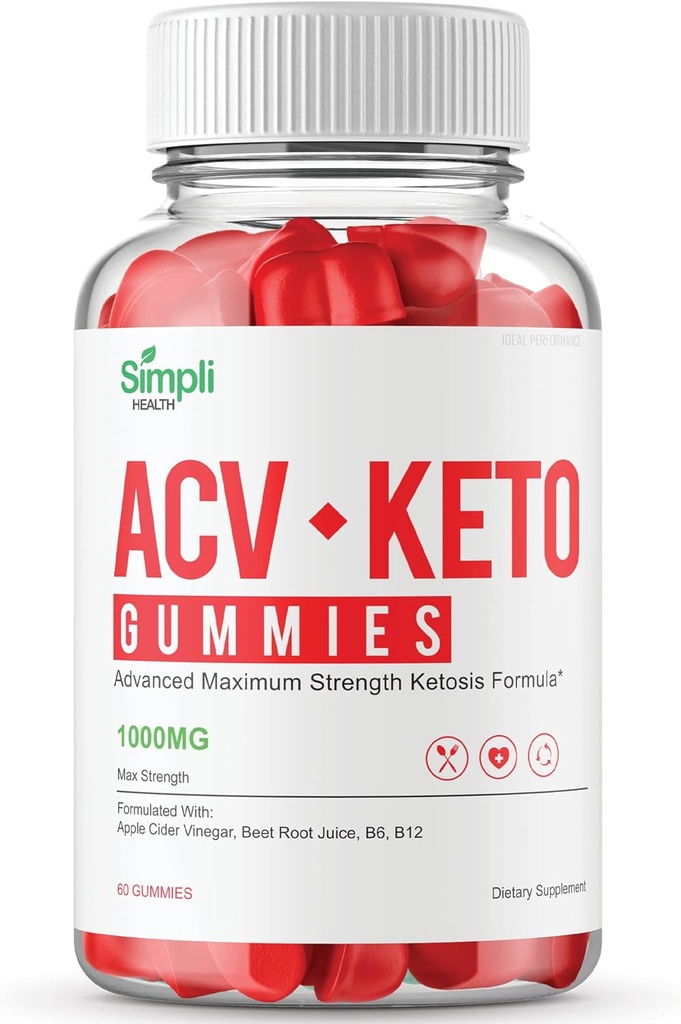 Simpli Health ACV Keto + Gummies, SimpliHealth ACV Keto Supplement Gummies - Maximum Strength, Simpli ACV Gummys, All Natural Support Advanced Formel, SimpliACV Gummies Anmeldelser (60 Gummies)