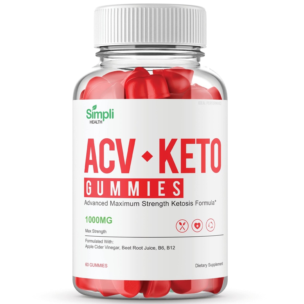 Simpli Health ACV Keto + Gummies, SimpliHealth ACV Keto Supplement Gummies - Maximum Strength, Simpli ACV Gummys, All Natural Support Advanced Formula, SimpliACV Gummy Reviews (60 Gummies)