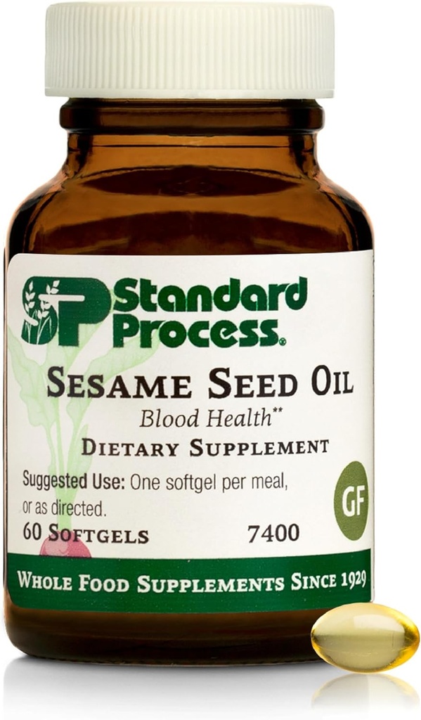 Standard Process Sesame Seed Oil - Hel fødevare antioxidant, sundt blod, immunforsvar supplement, leverstøtte og lever supplement med Sesame Seed Oil - 60 Softgels