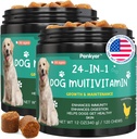 Hundevitaminer og kosttilskud, Senior & Puppy Multivitamin til hunde Støtte med Glucosamin Chondroitin Omega Probiotika - Hundemultivitaminer Chewable for Hip & Joint, Hud, Immun- (Chicken 240 Ct)