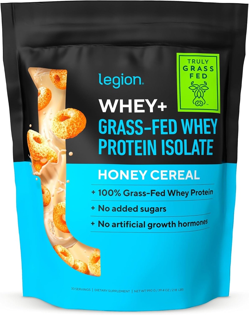 LEGION Whey + Protein Whey Isolate from Grass Fed Cows - Whey Protein Isolate Powder Low Calorie, Non- GMO, Sugar Free, Lactose and Gluten Free, All Natural Protein Powder for Men & Women, 30 Servere