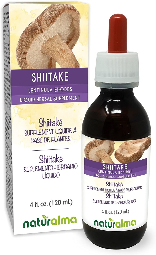 Naturalma Shiitake (Lentinula edodes) Svampe eller champignon Alkohol- Free Tincture 4 fl oz Liquid Extract in Drops - 124; Urtetilskud - 124; Vegansk - 124; Produkt fra Italien
