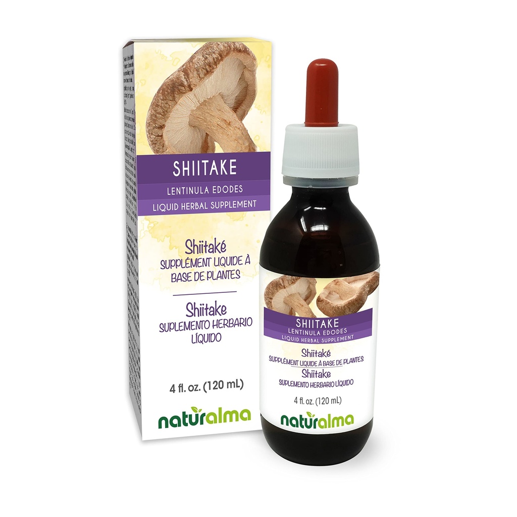 Naturalma Shiitake (Lentinula edodes) Svampe eller champignon Alkohol- Free Tincture 4 fl oz Liquid Extract in Drops - 124; Urtetilskud - 124; Vegansk - 124; Produkt fra Italien