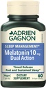 Adrien Gagnon - Melatonin 10mg, Dual Action Time Release Melatonin til dyb søvn, naturlige sovemidler til voksne ekstra styrke, 60 Vegan Melatonin Fast Opløs tabletter