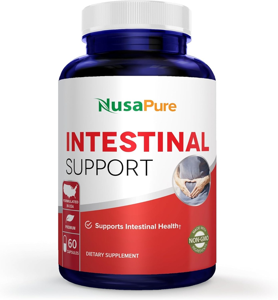 NusaPure Intestinal støtte til mennesker (non-GMO), ormtræ, hvidløg, sort valnød Hull, 60 kapsler
