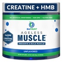 BioTrust Aeless Muscle Builder - Creatin HMB pulver med vitamin D3 & betaine - Build & Preserve naturligt faldende muskelmasse & styrke - Unflavored, 30 Serveringer