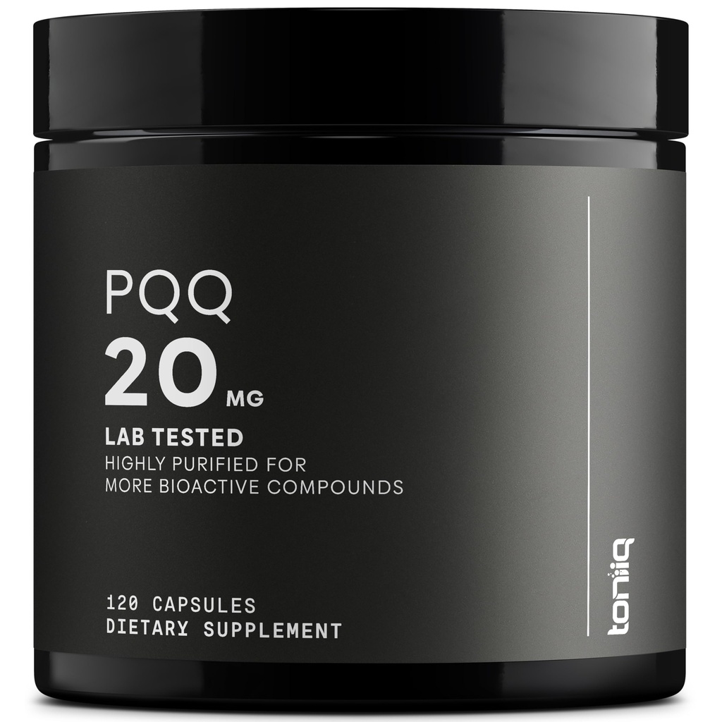 Toniiq 99% + 20mg Supplement - Ultra High Renhed PQQ 20mg Koncentreret Formel - PQQ 20 mg 120 Kapsler - Pyrroloquinolin Quinone Supplement - 1 Kapsel Servering - Vegetariske Kapsler