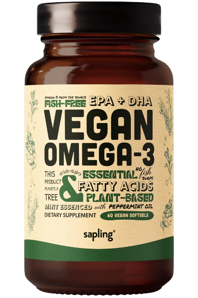 Vegan Omega 3 Supplement - Plant baseret DHA & EPA Fedtsyrer - Carrageenan Gratis, Alternativ til Fish Oil, Understøtter hjerte, hjerne, fælles sundhed - bæredygtigt syret Alger - 60 Softgels