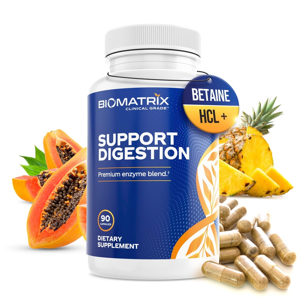Digitale enzymer supplement (90 kapsler) Support fordøjelse - med Renset Bile, Pancreatin, Plant enzymer, Ox Bile, betaine HCL, Support fordøjelse af fedtstoffer Kulhydrater og proteiner
