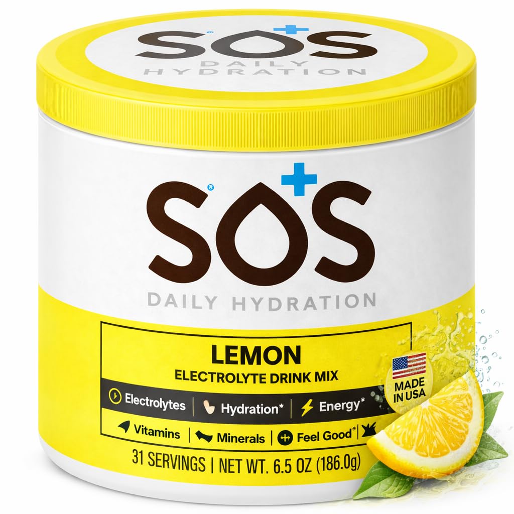 SOS Hydration Electrolyte Powder Drink Mix 124; Bulk 31 Servings • 124; - Lavsukker • 124; 15 kalorie Keto- Friendly & Rapid Rehydration • 124; Lemon Flavor
