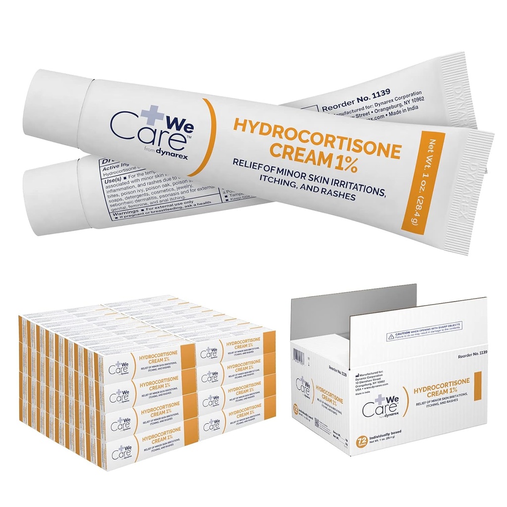Dynarex Hydrocortison Cream - tematisk Anti- Itch Hydrocortison Salve til midlertidig lindring af mindre hudkløende, udslæt, irritation - 72 - 1oz Rør