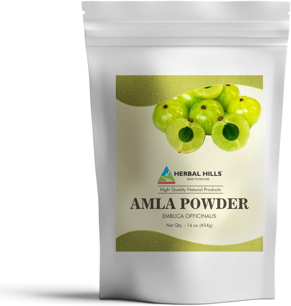 HERBAL HILLS Amla Powder 454 GMS Indian Gooseberry Embolica Officinalis Rich in Antioxidant (16 Ounce Pack a 1)