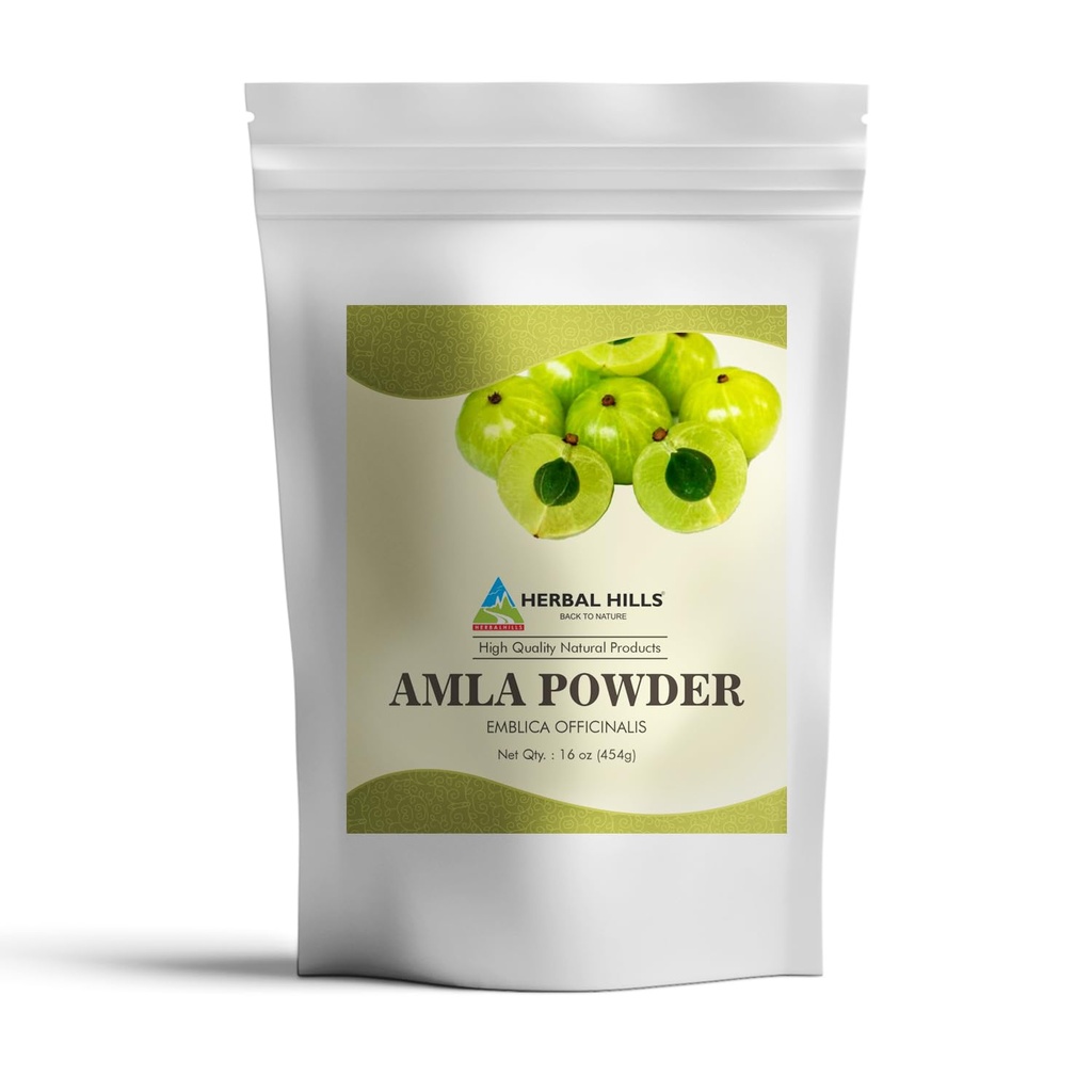 HERBAL HILLS Amla Powder 454 GMS Indian Gooseberry Embolica Officinalis Rich in Antioxidant (16 Ounce Pack a 1)