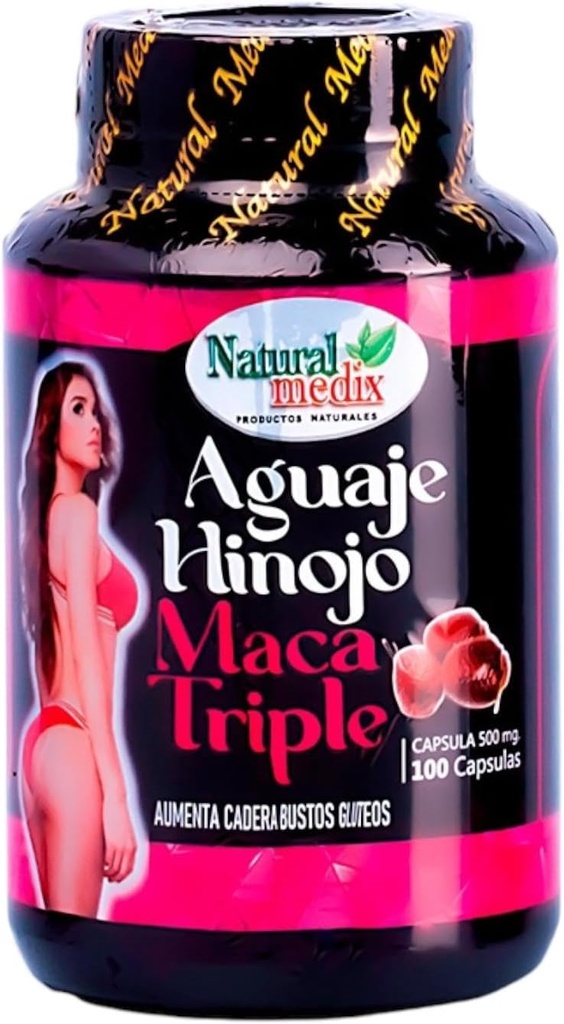 Aguaje Hinojo Maca Triple (Maca Root Supplement) Premium 100 Kapsler - Peruvian Butt og Breast Enhancement Kapsler - Kvindelige Health Supplement - Kurver Kraftig antioxidant