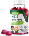 Viteey Zink til børn Gummies, 15mg - immunforsvar - kraftfulde naturlige antioxidant, Kids Zink Vitamin Supplement - Vegan, Gelatine Free, Gluten Free - Tasty Chewable Berry Flavor Gummy