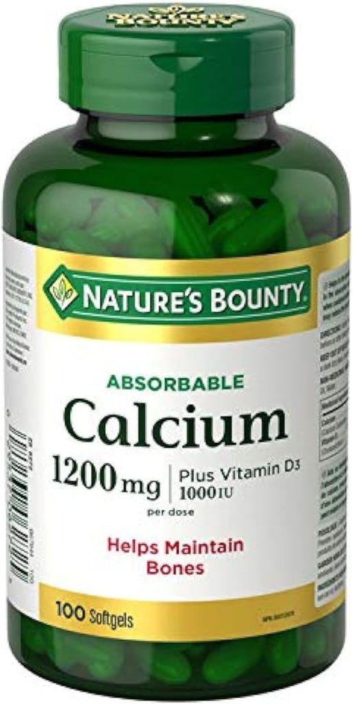 Naturens Bounty Absorbable Calcium 1200mg plus vitamin D3 1000IE 100 tal