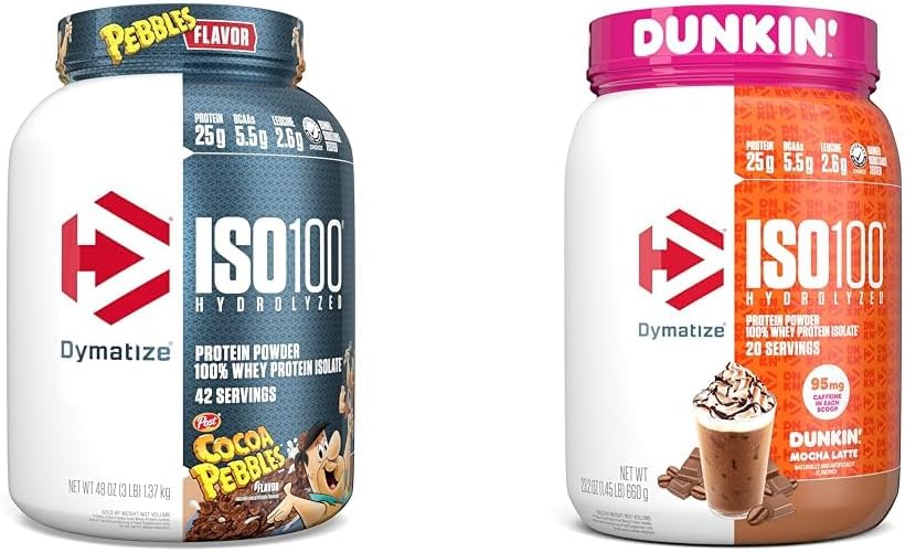 Dymatize ISO100 Hydrolyzed Protein Powder & ISO100 Hydrolyzed Protein Powder in Dunkin' Mocha Latte Flavor